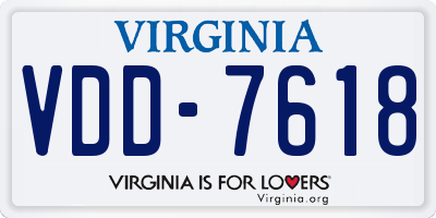 VA license plate VDD7618
