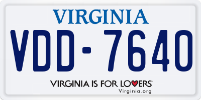 VA license plate VDD7640