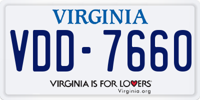 VA license plate VDD7660