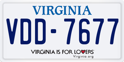 VA license plate VDD7677
