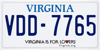 VA license plate VDD7765
