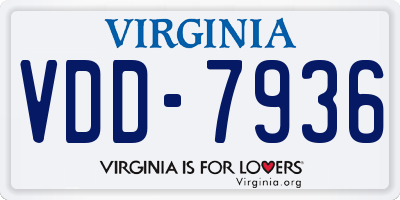 VA license plate VDD7936