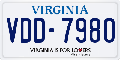 VA license plate VDD7980