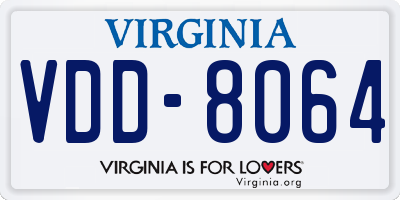 VA license plate VDD8064