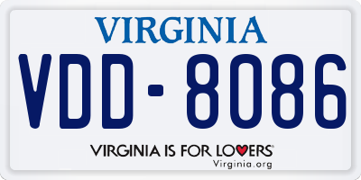 VA license plate VDD8086