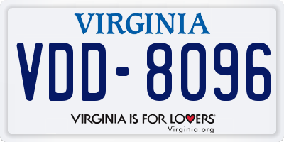 VA license plate VDD8096