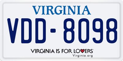 VA license plate VDD8098