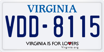 VA license plate VDD8115