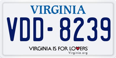 VA license plate VDD8239