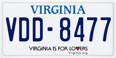 VA license plate VDD8477