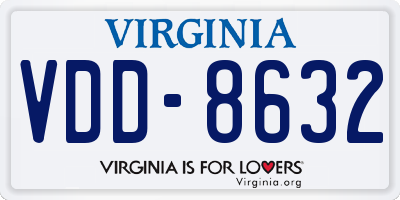 VA license plate VDD8632