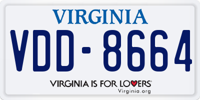 VA license plate VDD8664