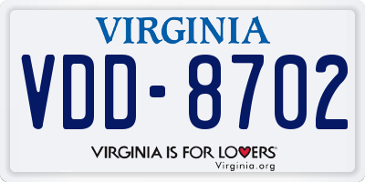 VA license plate VDD8702