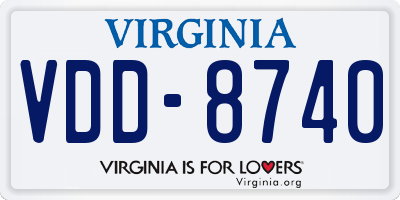 VA license plate VDD8740