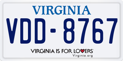 VA license plate VDD8767