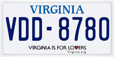 VA license plate VDD8780