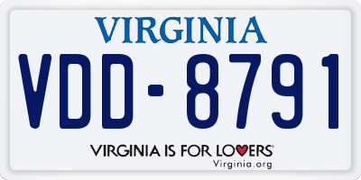 VA license plate VDD8791