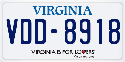 VA license plate VDD8918