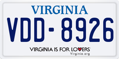 VA license plate VDD8926