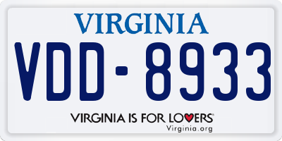 VA license plate VDD8933