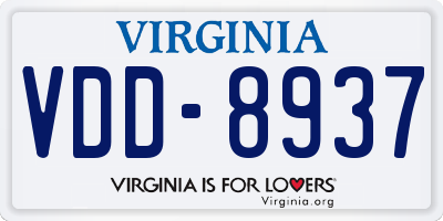 VA license plate VDD8937