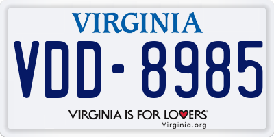 VA license plate VDD8985