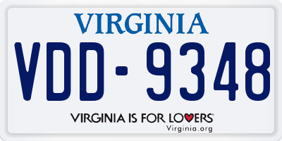 VA license plate VDD9348