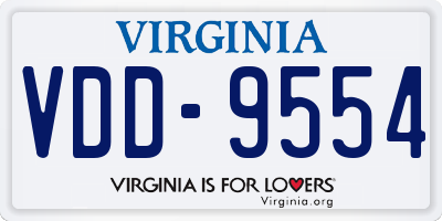 VA license plate VDD9554