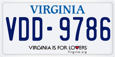 VA license plate VDD9786