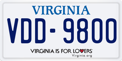 VA license plate VDD9800