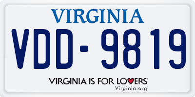 VA license plate VDD9819