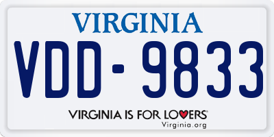 VA license plate VDD9833