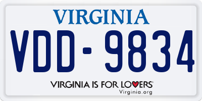 VA license plate VDD9834