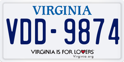 VA license plate VDD9874