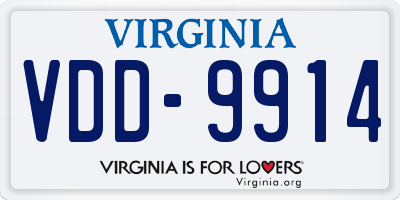 VA license plate VDD9914