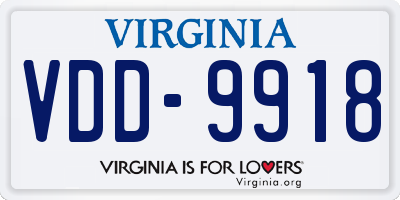VA license plate VDD9918