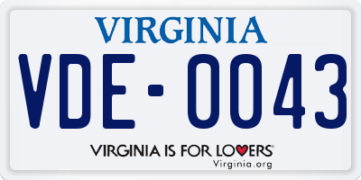 VA license plate VDE0043