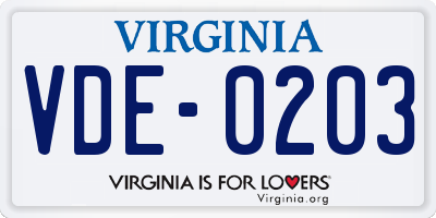 VA license plate VDE0203
