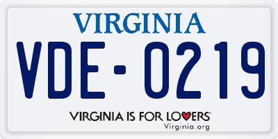 VA license plate VDE0219