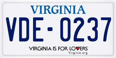 VA license plate VDE0237