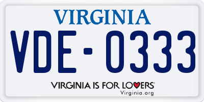 VA license plate VDE0333