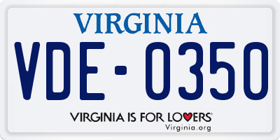 VA license plate VDE0350