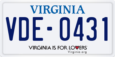 VA license plate VDE0431