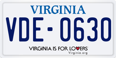 VA license plate VDE0630
