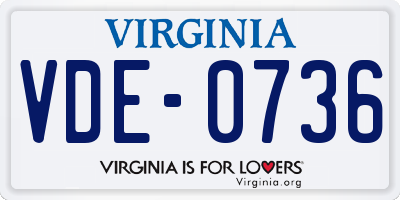 VA license plate VDE0736