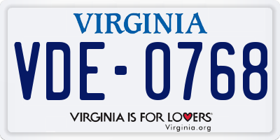 VA license plate VDE0768