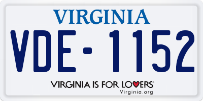 VA license plate VDE1152