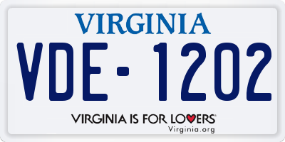 VA license plate VDE1202