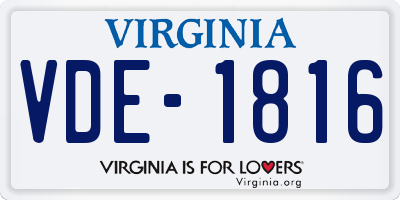 VA license plate VDE1816