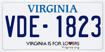 VA license plate VDE1823
